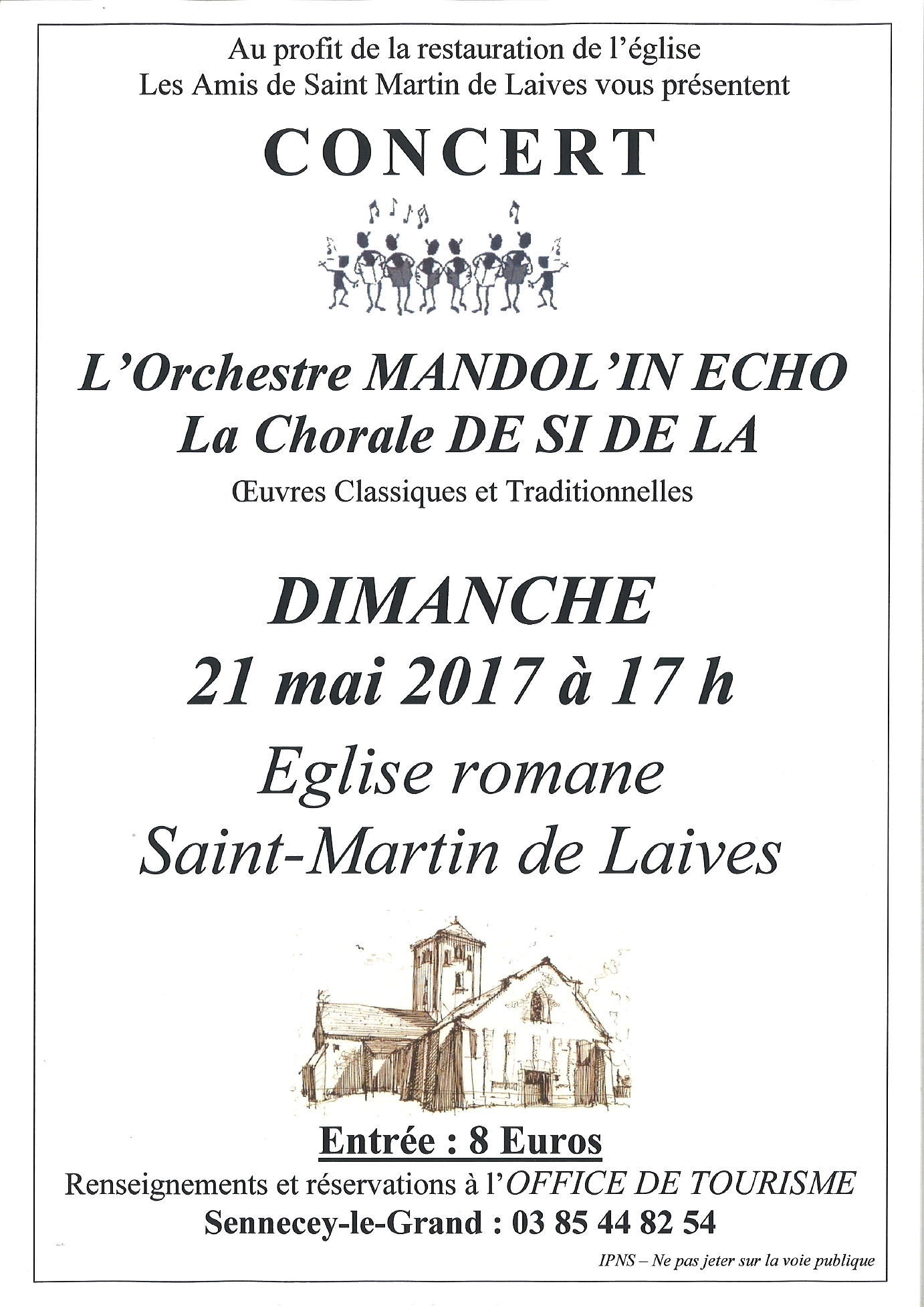 affiche CONCERT  " MANDOL'IN ECHO et la chorale DE SI DE LA "