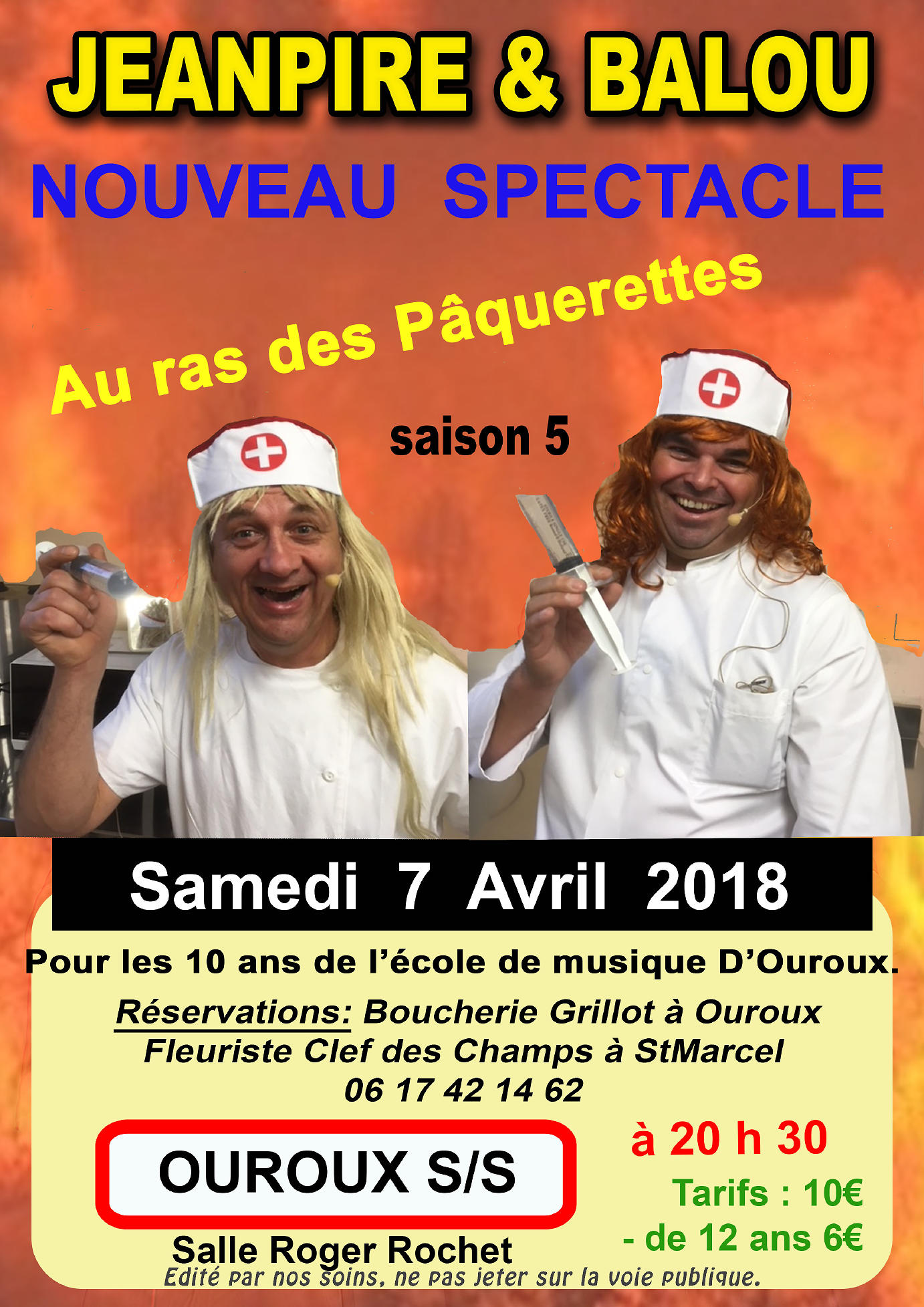 affiche Soirée Rire " Jean-Pire et Balou" Samedi 7 Avril à 20H30