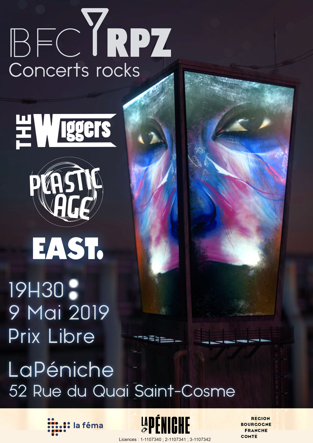 affiche BFC RPZ : The Wiggers + Plastic Age + East.