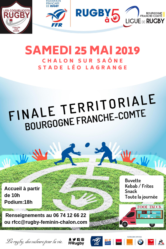 affiche FINALE TERRITORIALE BOURGOGNE - FRANCHE-COMTE RUGBY A 5