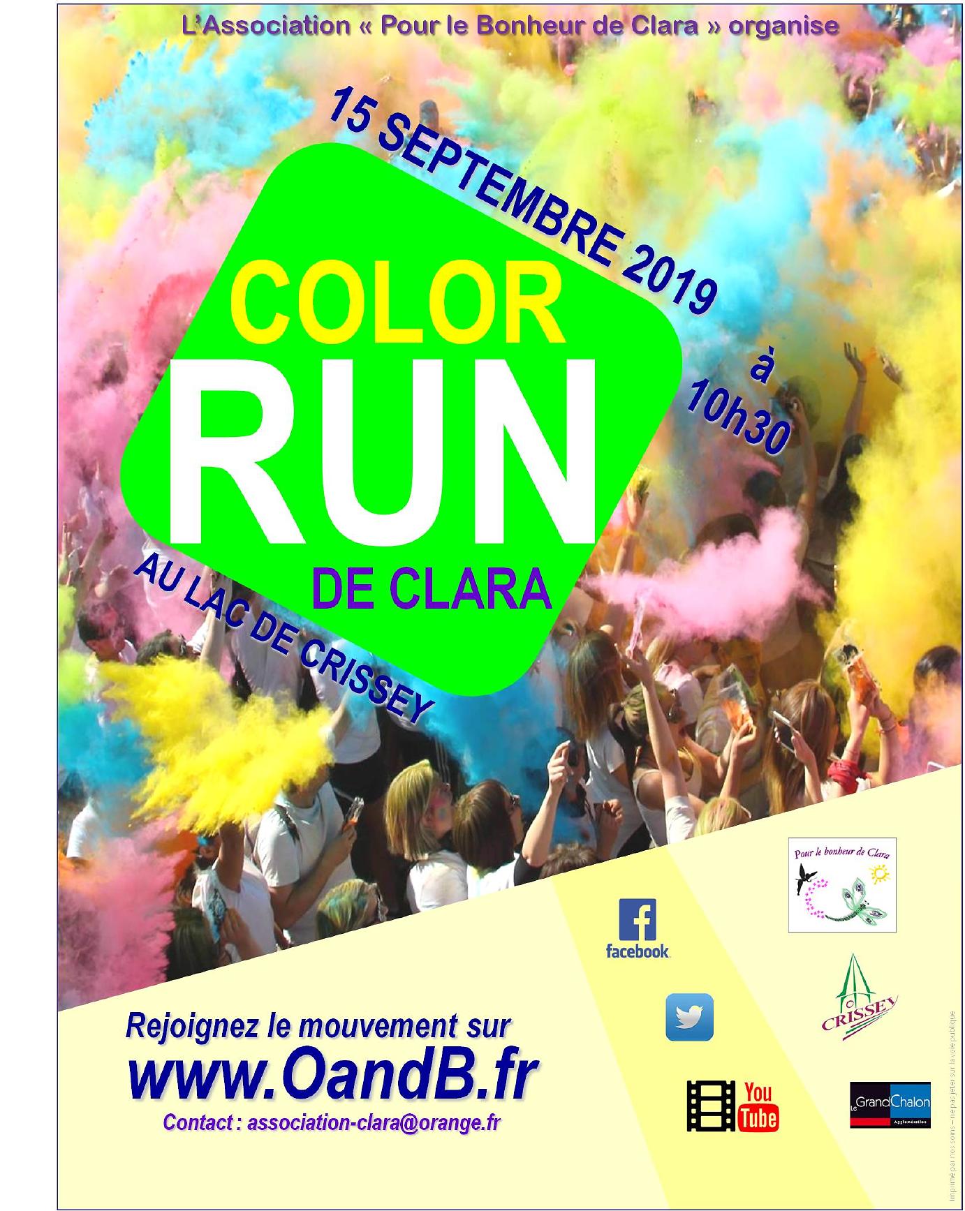 affiche Color Run pour Clara - du Grand Chalon 3ème édition