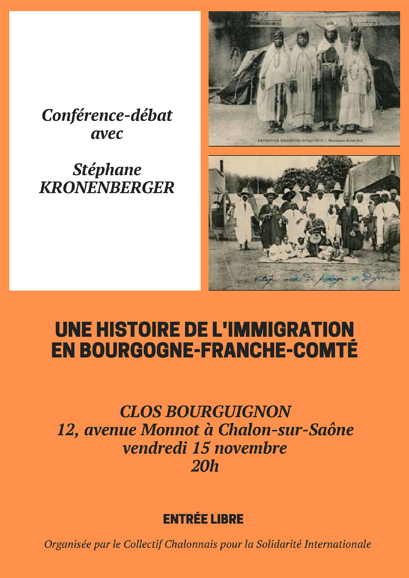 affiche Une histoire de l'immigration en Bourgogne-Franche-Comté avec l'historien Stéphane Kronenberger