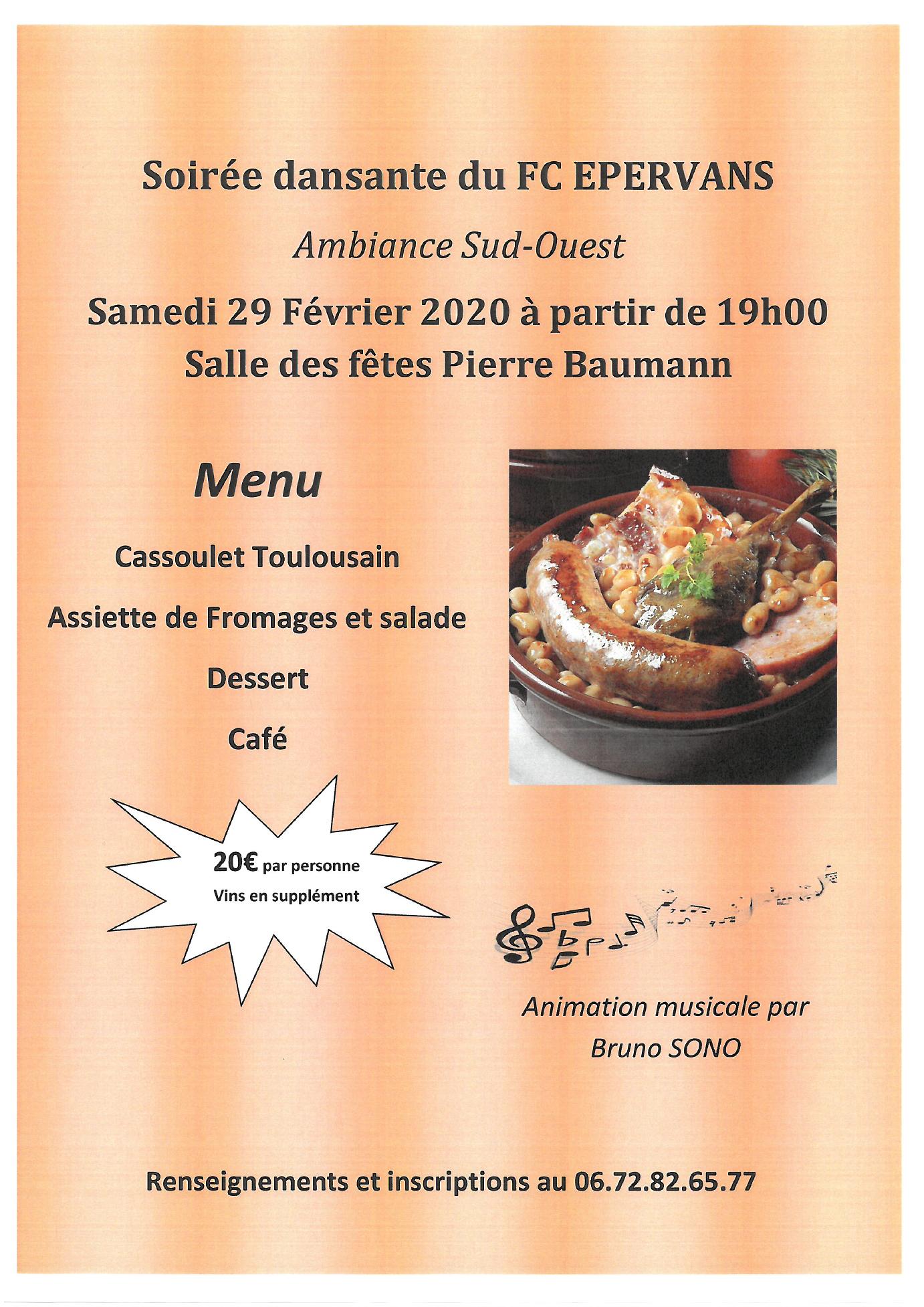 affiche Soirée Dansante du FC Epervans