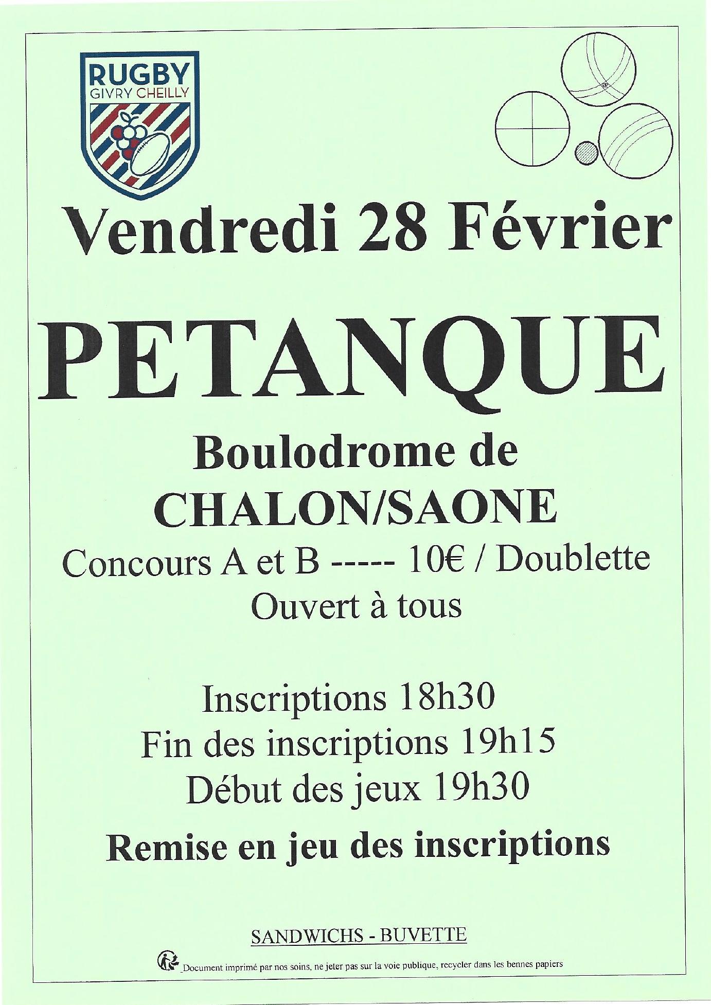 affiche CONCOURS DE PETANQUE